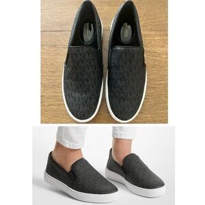 Michael Kors Keaton Logo Leather Slip-On Sneakers Size 7 Black